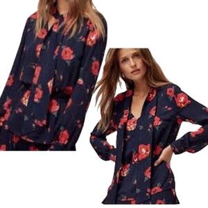 ARITZIA BABATON Lucas Blouse Long Sleeve Floral Flower Print Top L NWOT